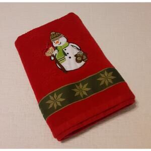 Vintage Sears Roebuck Christmas Embossed Bath Towel Red
